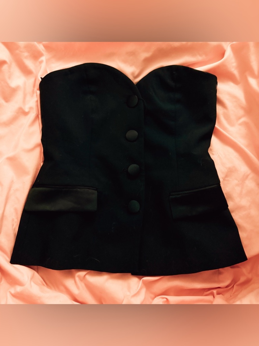Zara Black Strapless Buttoned Bustier Vest - Picture 2 of 5